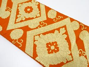 アンティーク　菱に花唐草模様織り出し袋帯（着用可）